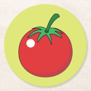Red Tomato Round Paper Coaster