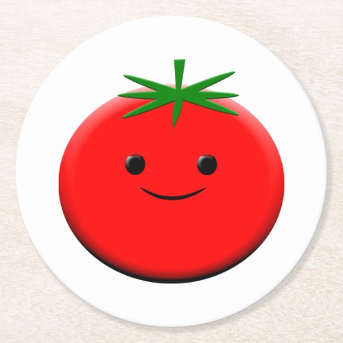 Red Tomato  Round Paper Coaster