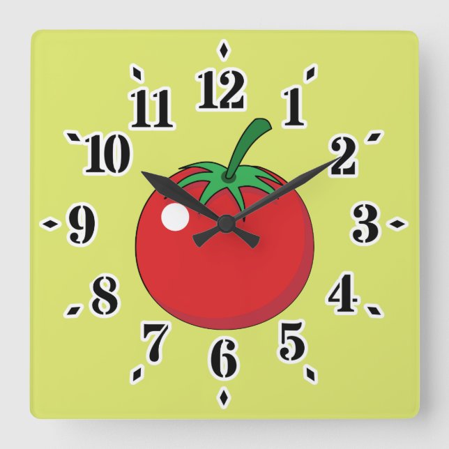 Red Tomato Square Wall Clock (Front)