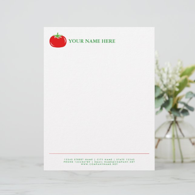 Red tomato vegetable logo letterhead template (Standing Front)