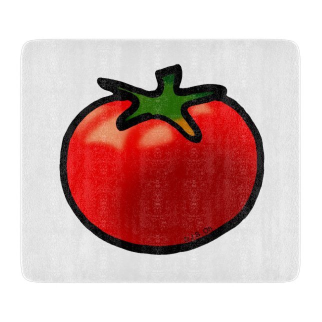 Red Tomato Whimsical Custom Art Cutting Board (Front)