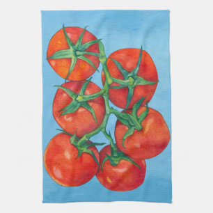Red Tomatoes blue Kitchen Towel