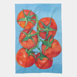 Red Tomatoes blue Kitchen Towel