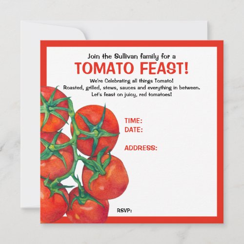 Red Tomatoes Feast Invitation Card