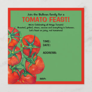 Red Tomatoes green Feast Invitation Card
