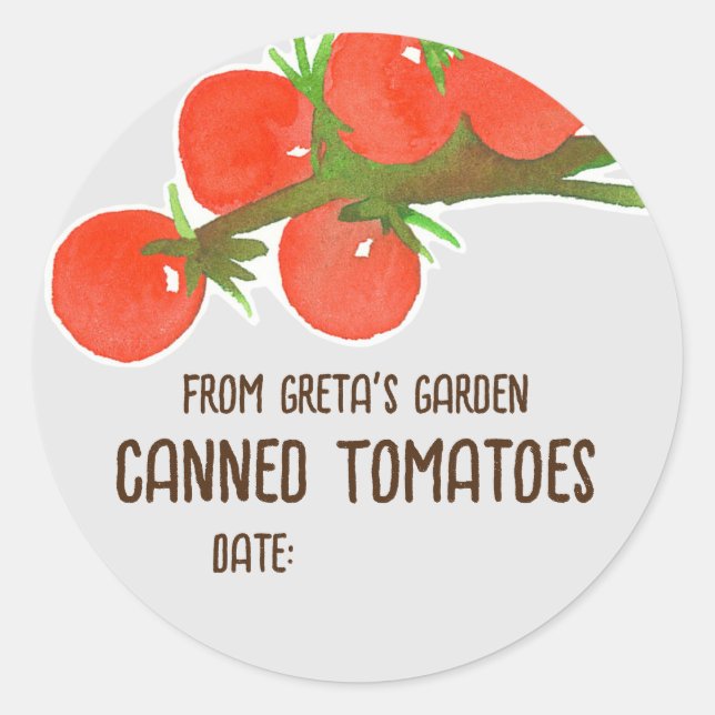 Red Tomatoes Homemade Canning Jar Label (Front)