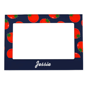 Red tomatoes on blue magnetic frame