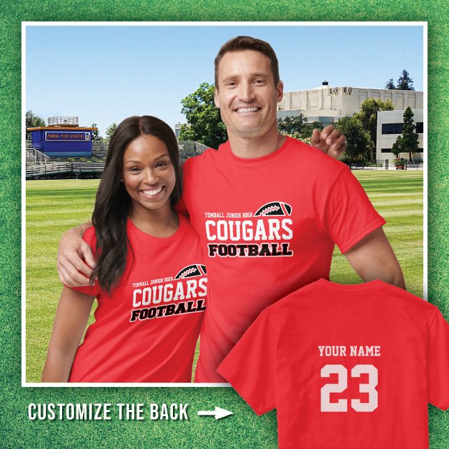Red Tomball Jr. High Cougars Football name # T-Shirt (Creator Uploaded)