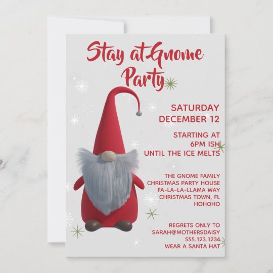 Red Tomte Christmas Stay at Gnome Party Invitation | Zazzle.com
