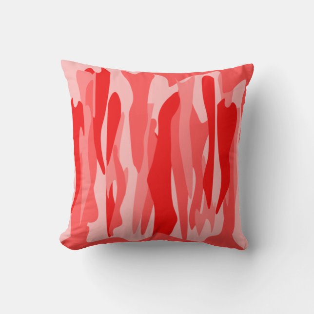 Red Tone Abstract Camouflage  Throw Pillow (Front)