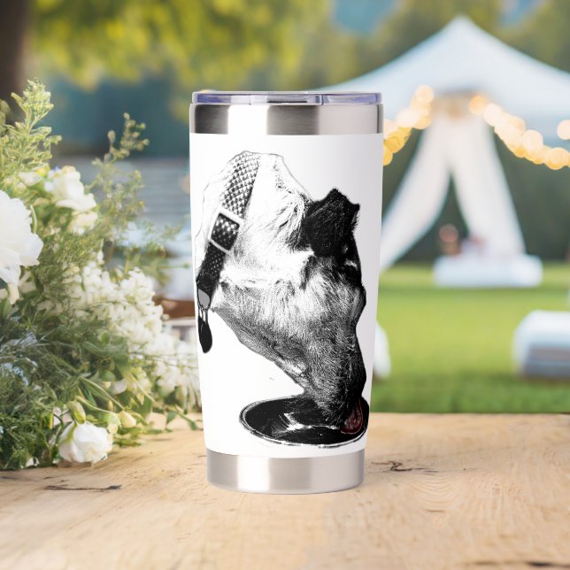 Red Tongue Terrier Mix Coffee Mug Insulated Tumbler (Wedding (Rotated))