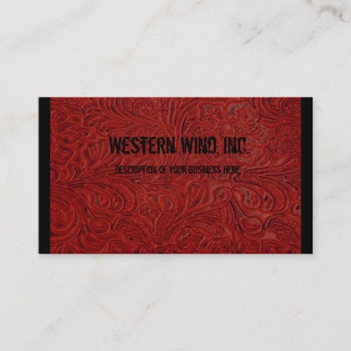 Customizable Red Tooled Leather Look Business Card