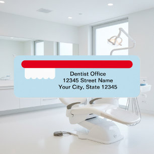 Red toothbrush logo dentist office return address label