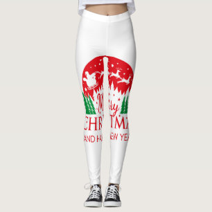 Red Top Quality Christmas Leggings for Gift.