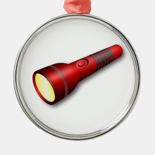 Red Torch Flashlight Metal Ornament