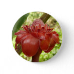 Red Torch Ginger Tropical Flower Photography Button