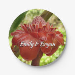 Red Torch Ginger Tropical Flower Photography Paper Plates