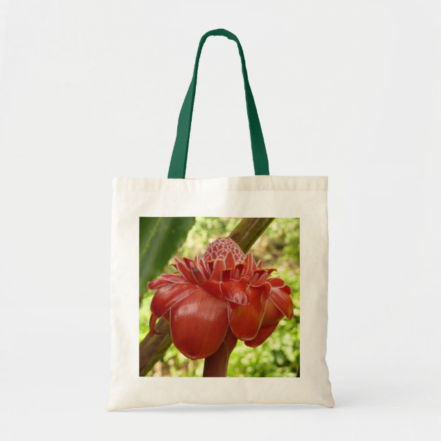 Red Torch Ginger Tropical Flower Photography Tote Bag (Front)