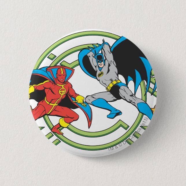 Red Tornado + Batman Pinback Button (Front)