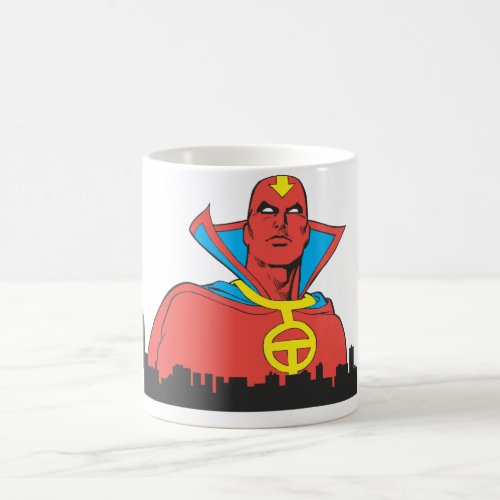 Red Tornado Behind Cityscape Coffee Mug