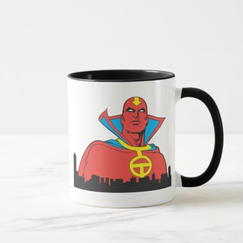 Red Tornado Behind Cityscape Mug