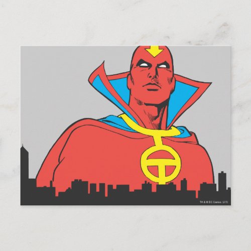 Red Tornado Behind Cityscape Postcard