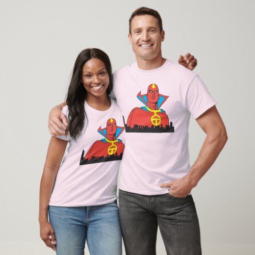 Red Tornado Behind Cityscape T_Shirt