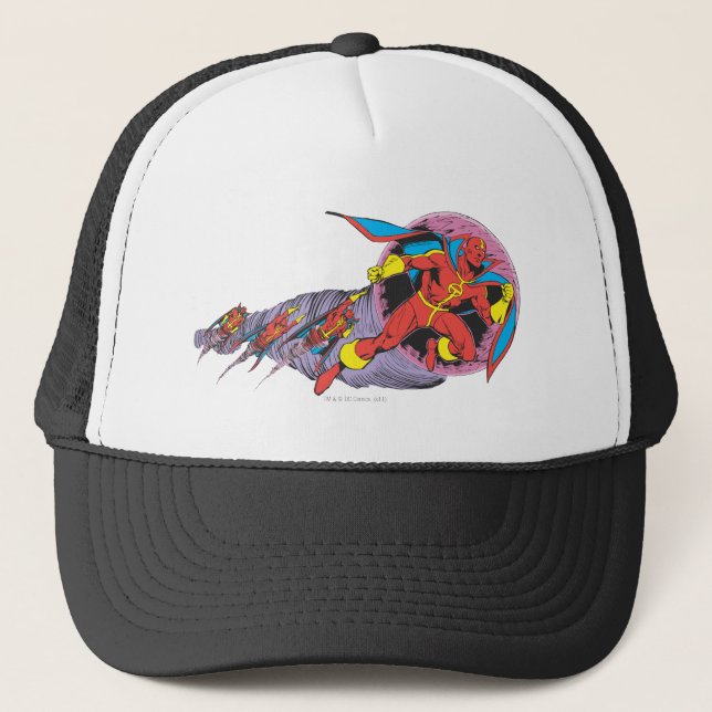 Red Tornado In Wind Motion Trucker Hat (Front)