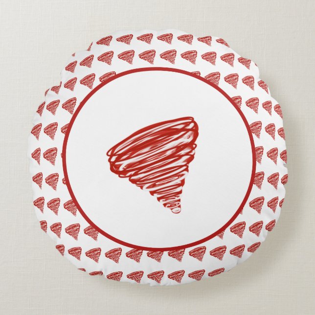Red Tornadoes Pattern Round Pillow (Front)