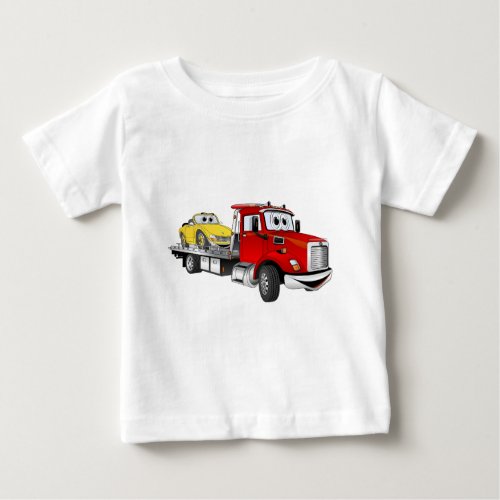 Red Tow Truck Flatbed Cartoon Baby T_Shirt