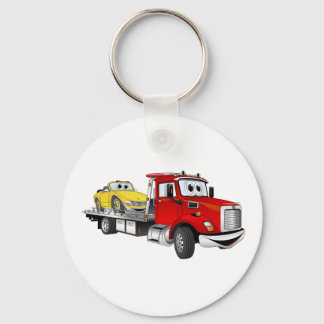 Red Tow Truck Flatbed Cartoon Keychain