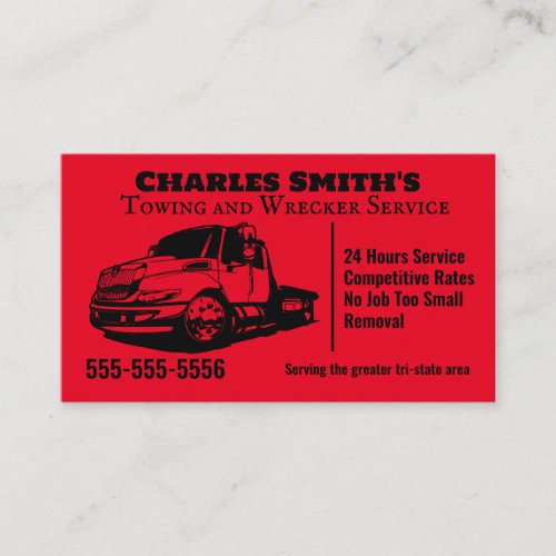 Red Tow Truck Wrecker Business Card