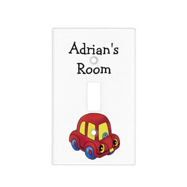 red toy car nursery light switch cover (Front)