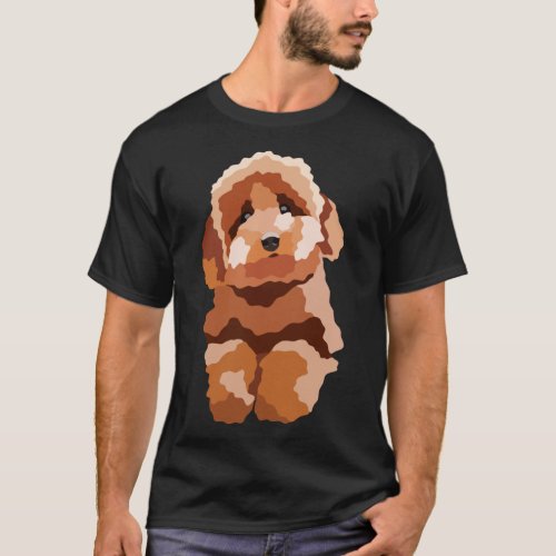 Red Toy Poodle Dog Portrait Digital Illustration S T_Shirt