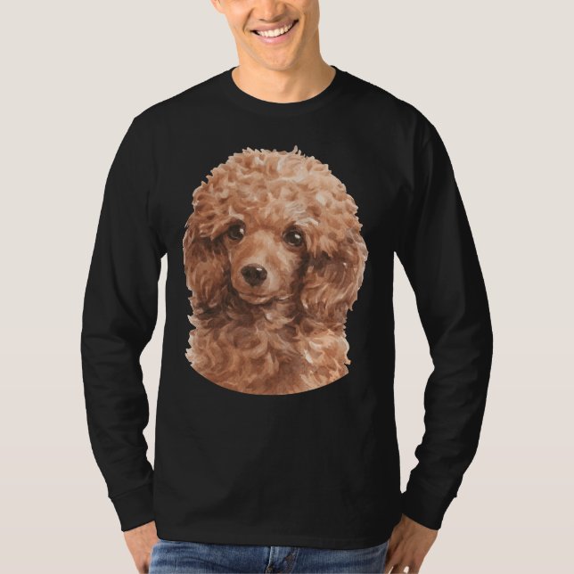 Red Toy Poodle Watercolor Art T-Shirt (Front)