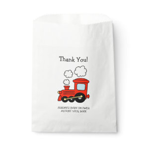 Red toy train boys baby shower party favor bags