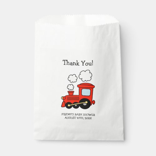 Red toy train boys baby shower party favor bags
