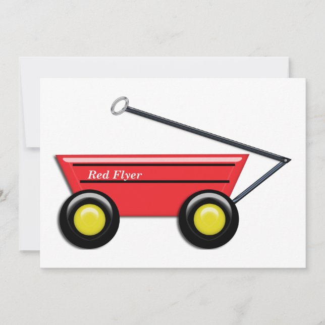 Red Toy Wagon Invitation (Front)