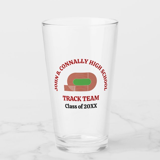Red Track Team Custom High School Runner Glass (Front)