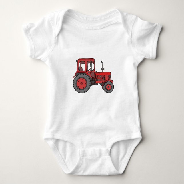 Red Tractor Baby Bodysuit (Front)