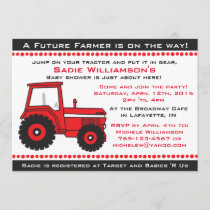 Red Tractor Baby Shower Invitation