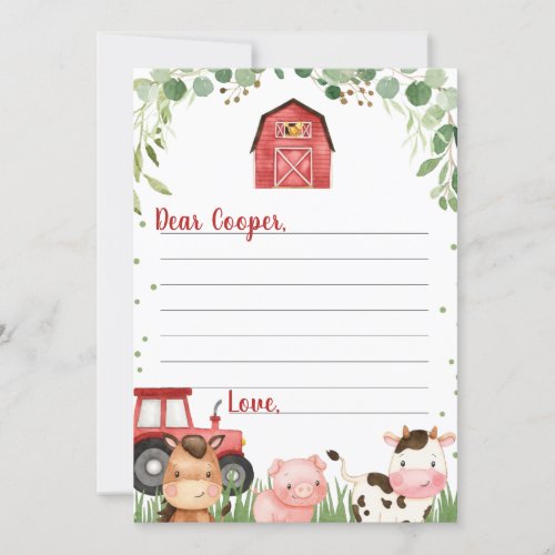 Red Tractor Barn Farm Time Capsule Card
