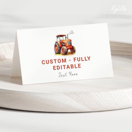 Red Tractor Birthday Folded Food Tent Card