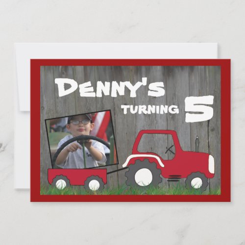 Red Tractor Birthday Invitation: Photo in Cart