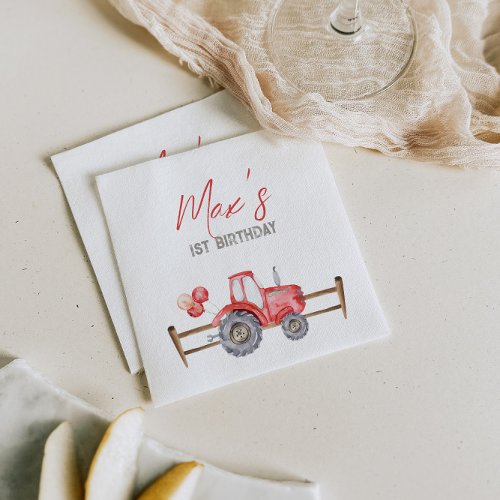 Red Tractor Birthday Napkins