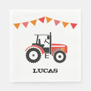 Red Tractor Birthday Party Paper Napkins