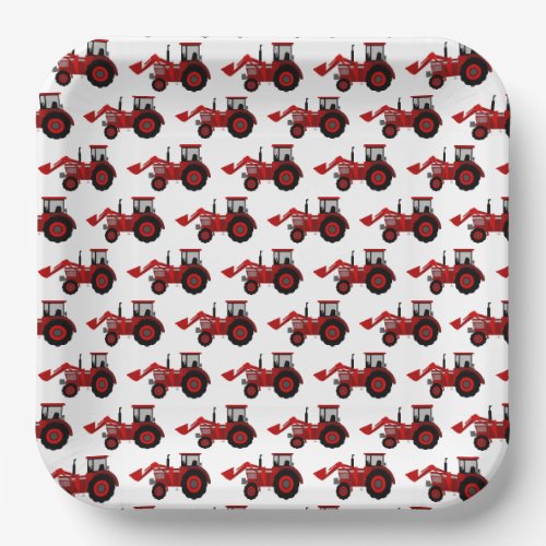 Red Tractor Birthday Party Paper Plates