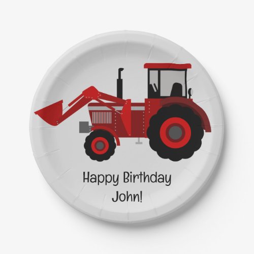 Red Tractor Birthday Party Paper Plates