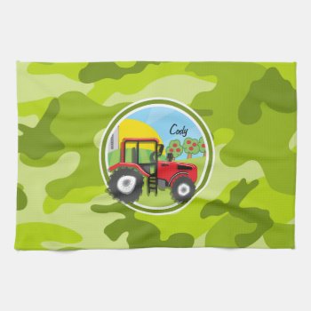 Red Tractor; Bright Green Camo  Camouflage Towel by doozydoodles at Zazzle