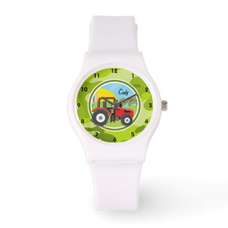 Red Tractor; Bright Green Camo, Camouflage Watch